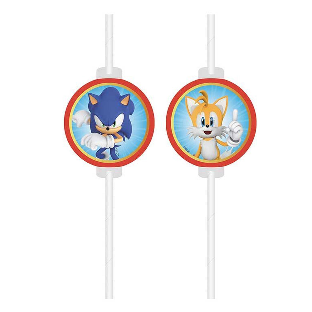 Sonic The Hedgehog Paper Drinking Straws - Pack of 4