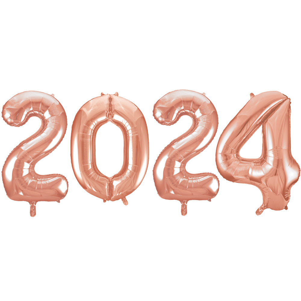 2024 Rose Gold New Year Foil Number Balloons - 34"