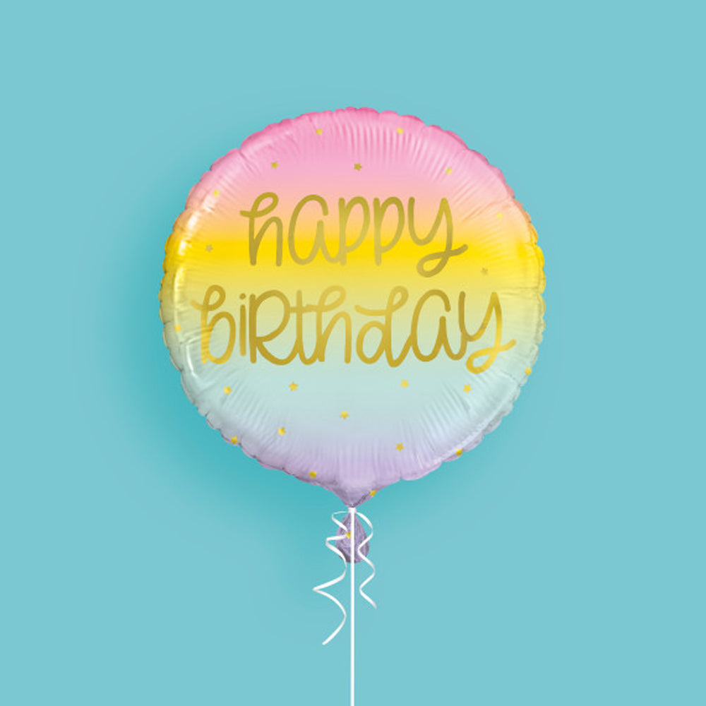 Pastel Rainbow Gold Happy Birthday Foil Balloon | Party Packs