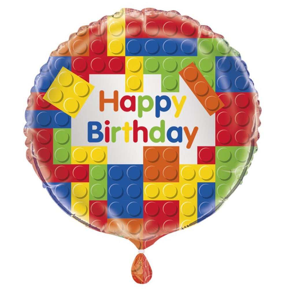Building Blocks Happy Birthday Foil Balloon - 18"