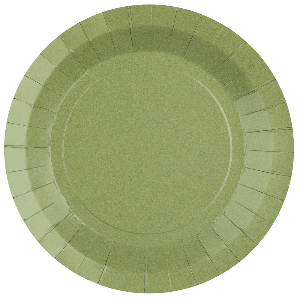 Olive Sage Green Paper Plates - 22.5cm - Pack of 10