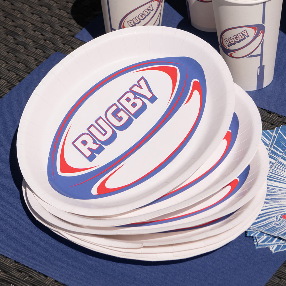 Rugby Paper Plates - 25cm - Pack of 10