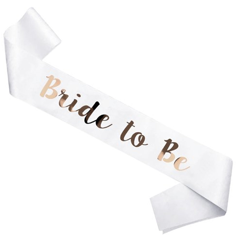 White and Rose Gold Bride To Be Sash
