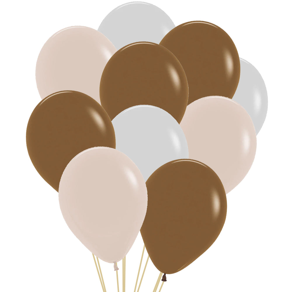 Neutral Brown and Beige Mix Latex Balloons - Pack of 30