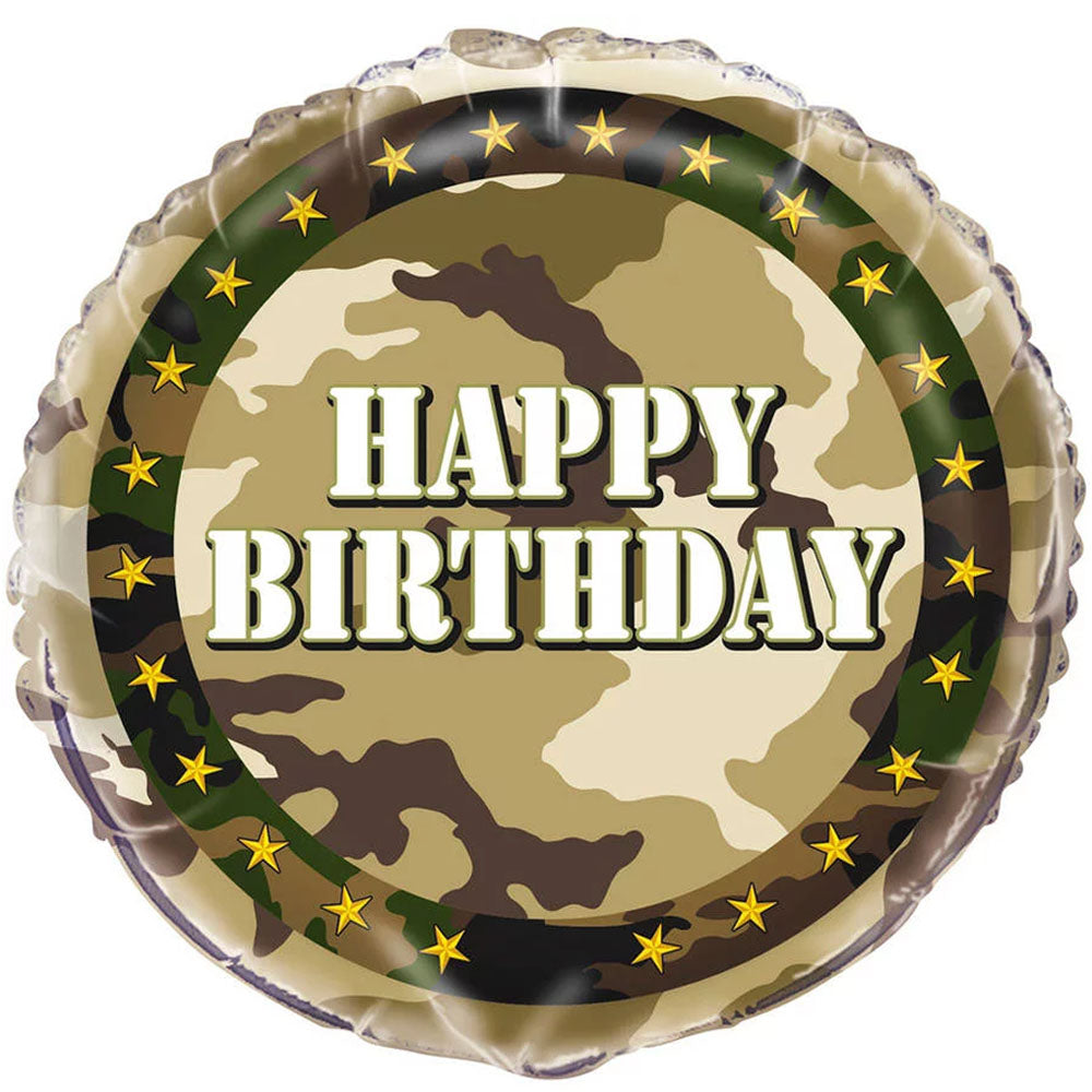 Army Camo Happy Birthday Foil Balloon - 18"