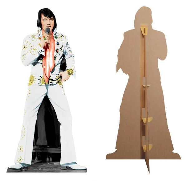 Découpe Carton Taille Réelle Elvis Costume Blanc 1968 Avec Mini Standee Offert - Neuf UK