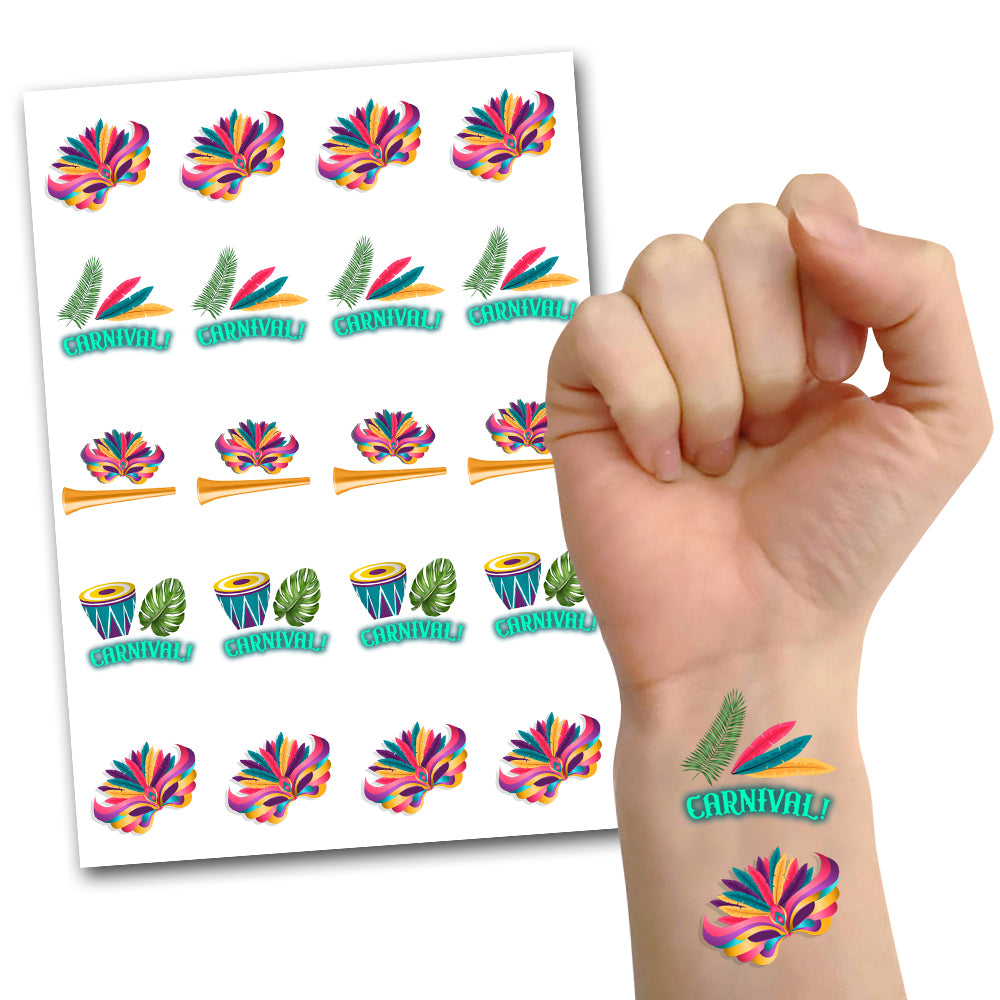 Carnival Temporary Tattoos - Sheet of 20 | Party Packs