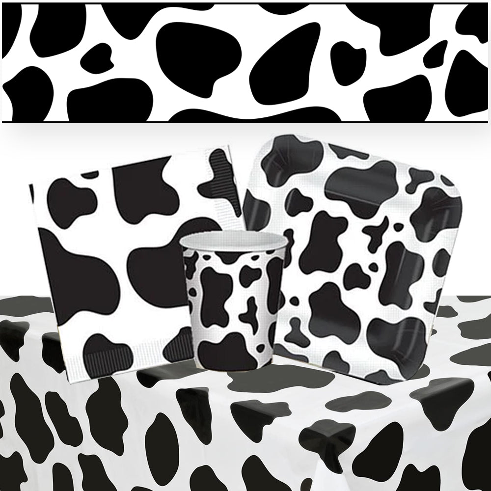 Cow Print Tableware Pack For 8 With FREE Banner!