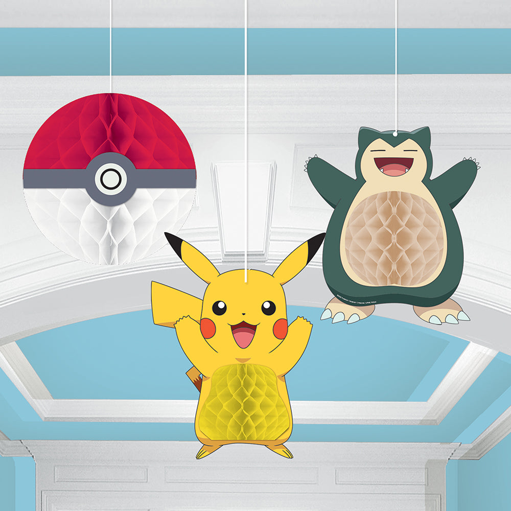 Pokemon Honeycomb Hanging Decorations - Pack of 3