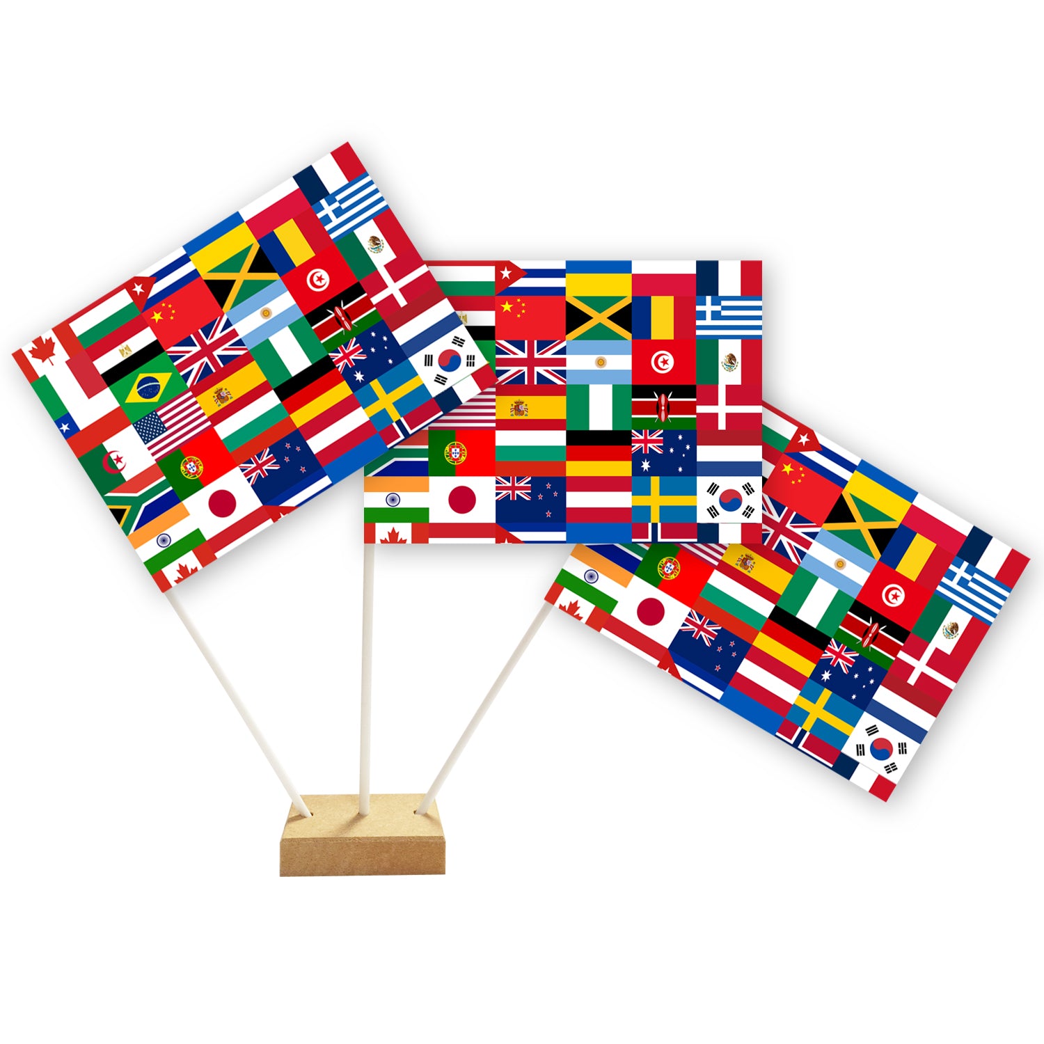 International Multi Country Paper Table Flags - 15cm on 30cm Pole