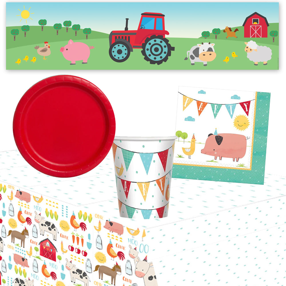 Farmyard Tractor Party Pack for 8 With FREE Banner!