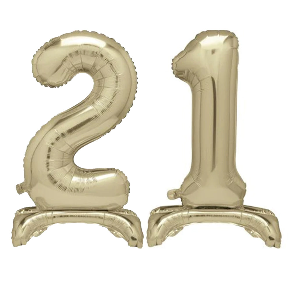 Gold Number 21 Air-Filled Standing Balloons - 30"