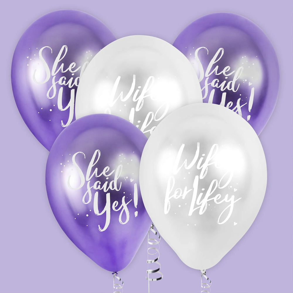 She Said Yes/Wifey for Lifey Hen Party Balloons - Pack of 5
