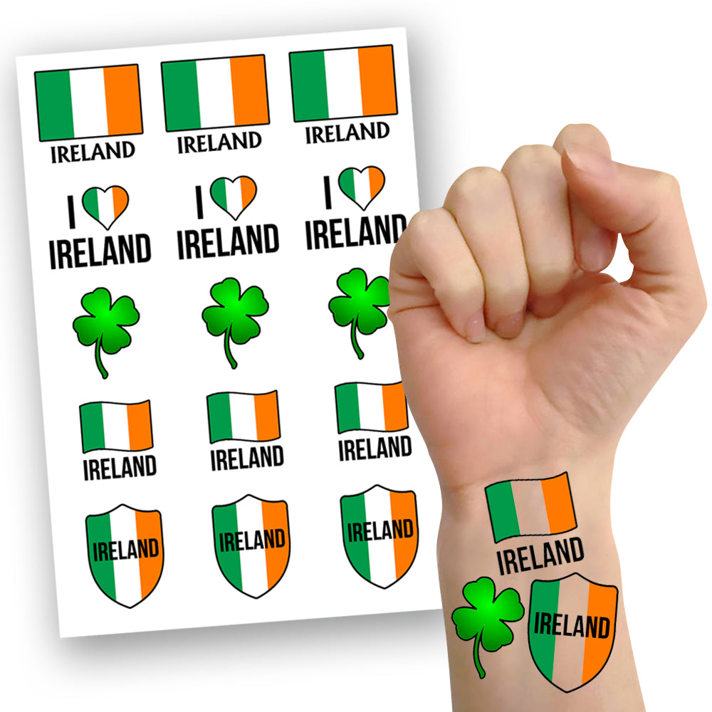 Ireland Irish Temporary Tattoos - Pack of 15