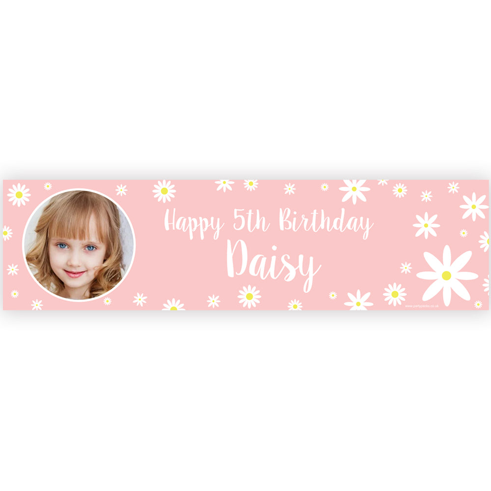 Pink Daisy Personalised Photo Banner - 1.2m