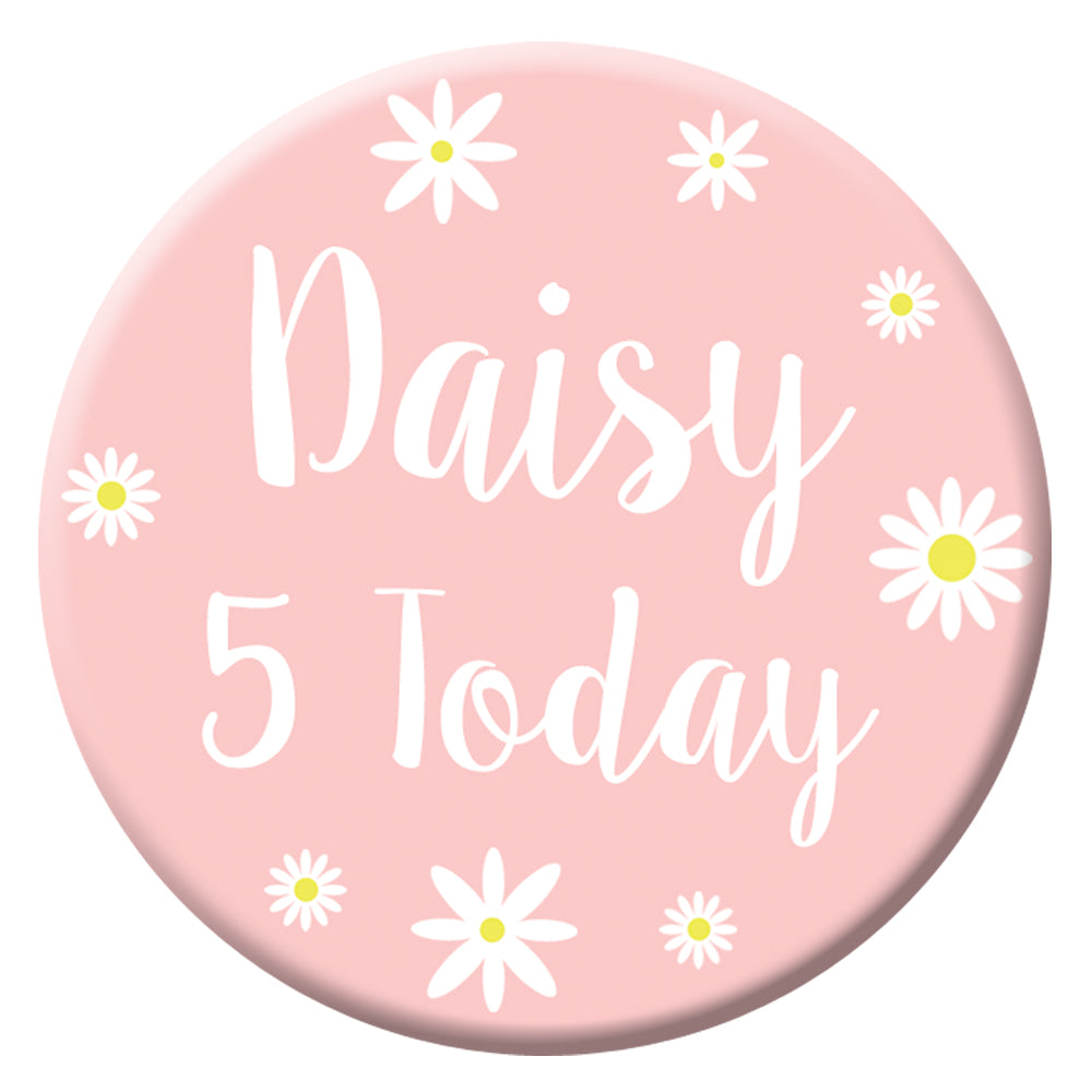 Pink Daisy Personalised Badge - 58mm