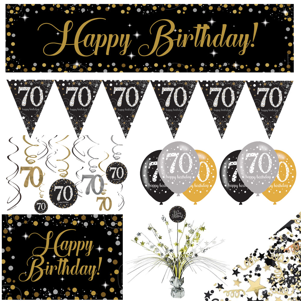 Gold Celebration 70th Birthday Decoration Pack