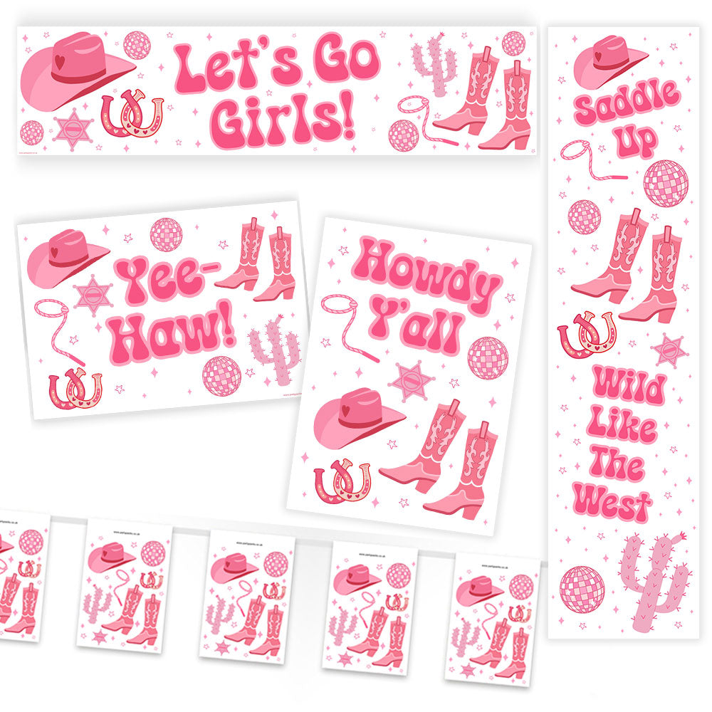 Wild West Pink Cowgirl Paper Decoration Pack – Party Packs