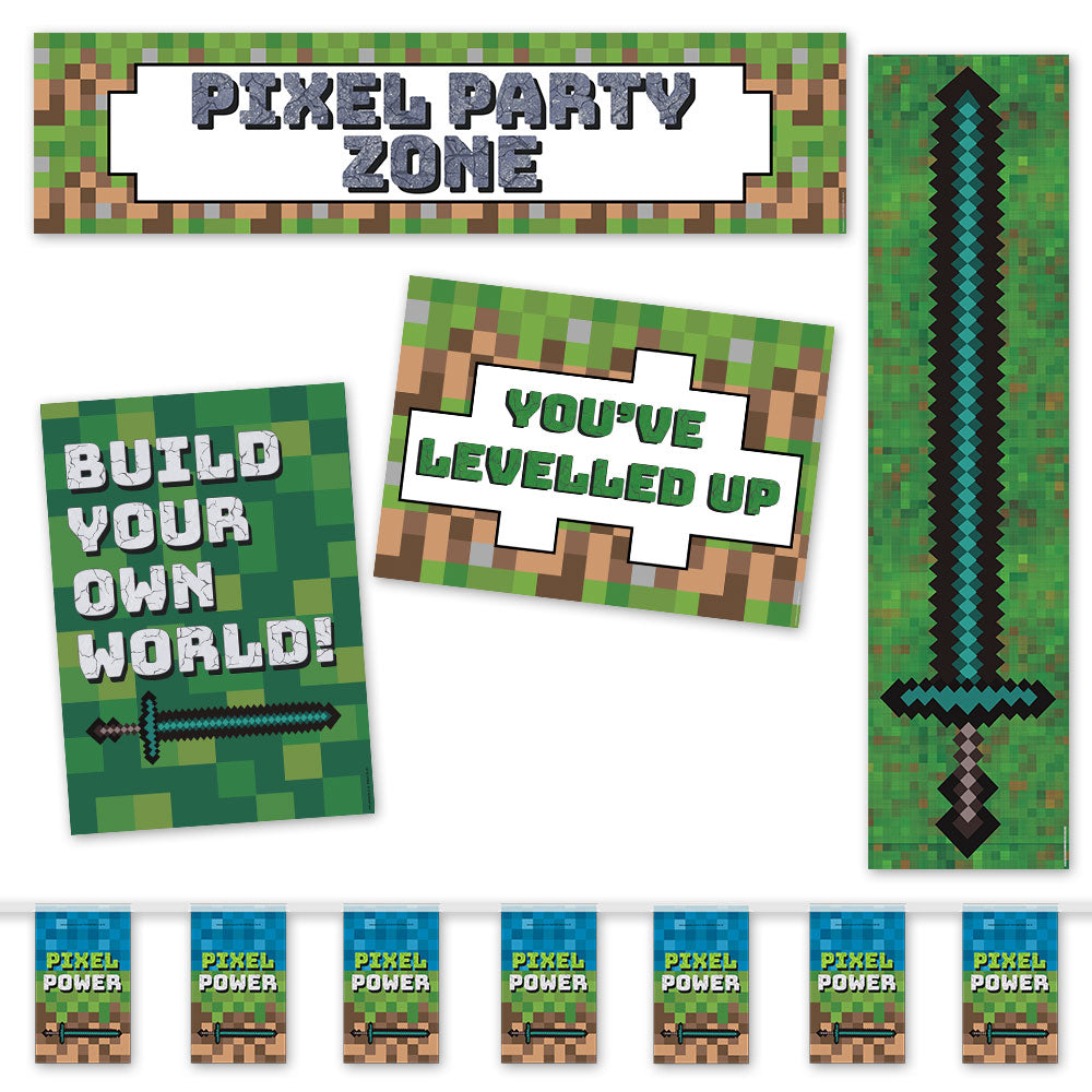 Pixel Blocks Happy Birthday Decoration Pack