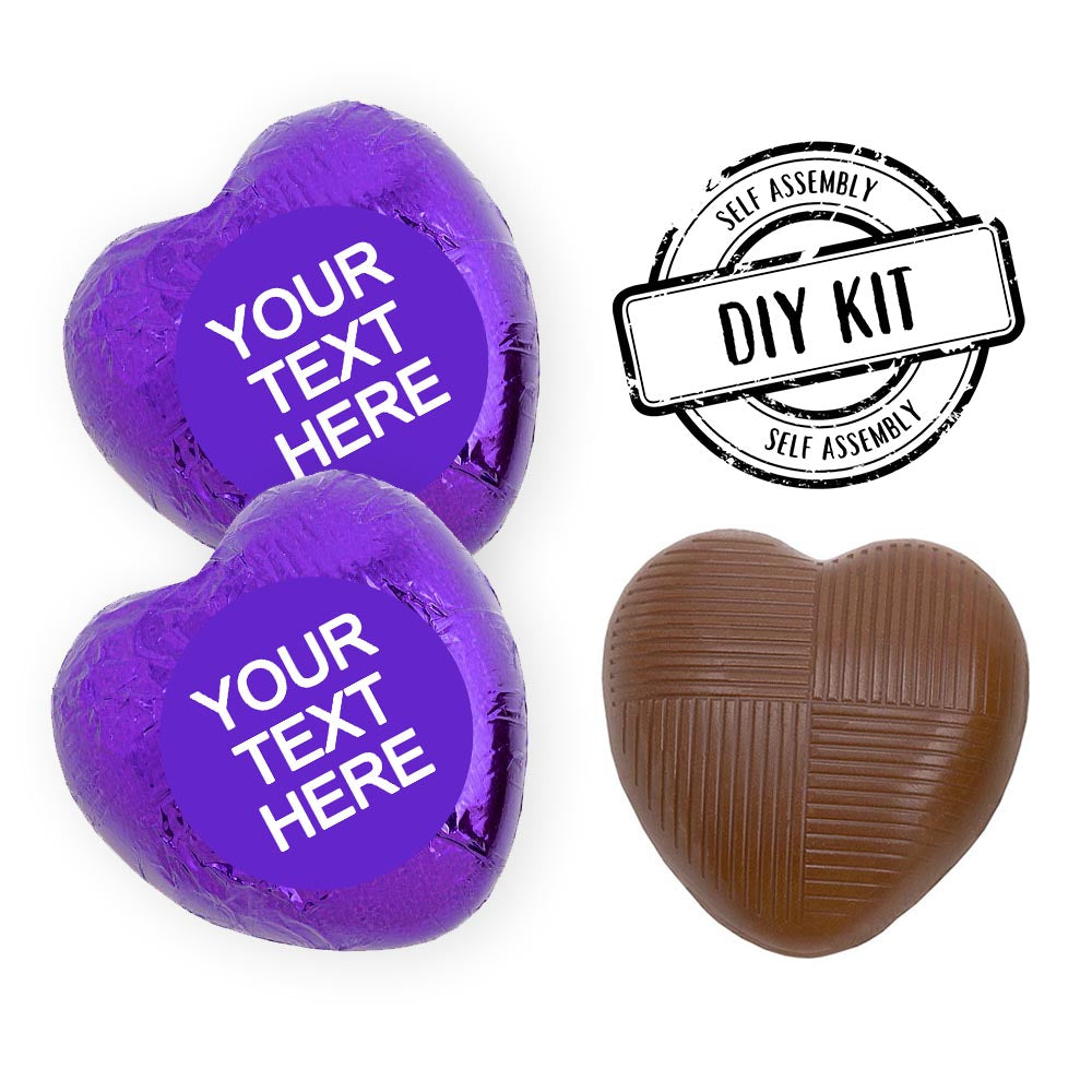 Personalised Heart Chocolates Kit - Purple - Pack of 24