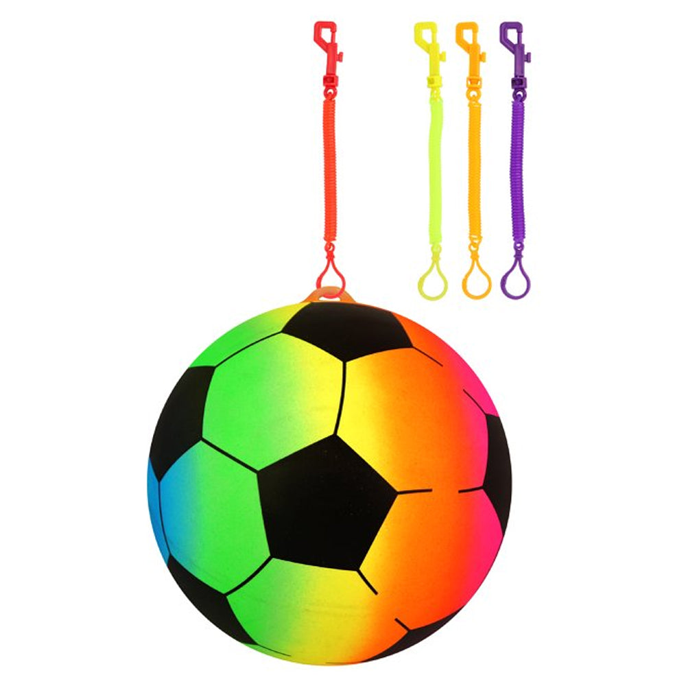 Rainbow Football With Hook and Spiral Keychain - 25cm