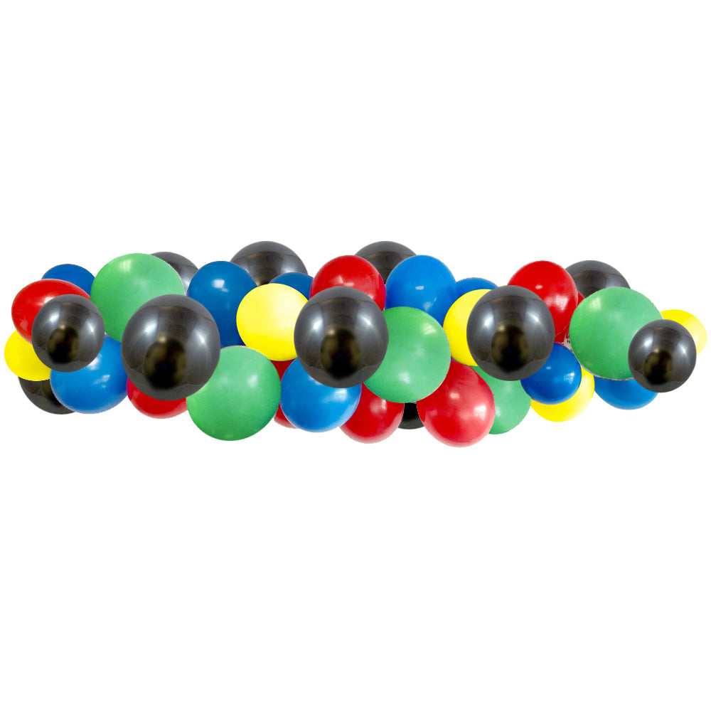 Red, Yellow, Green, Blue & Black Balloon Arch DIY Kit - 2.5m