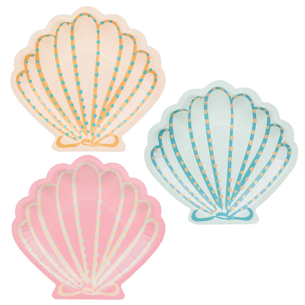 Mermaid Sea Shell Shaped Paper Plates - 22cm - Pack of 12