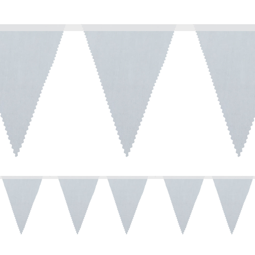 Silver Fabric Pennant Bunting - 24 Flags - 8m