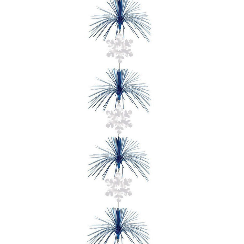 Silver & Blue Snowflake Cascade Hanging Decoration - 2.1m