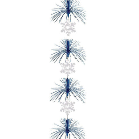 Silver & Blue Snowflake Cascade Hanging Decoration - 2.1m