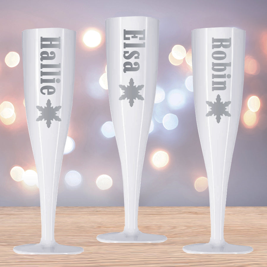 Personalised Snowflake Champagne Flute Glass 175ml Party Packs