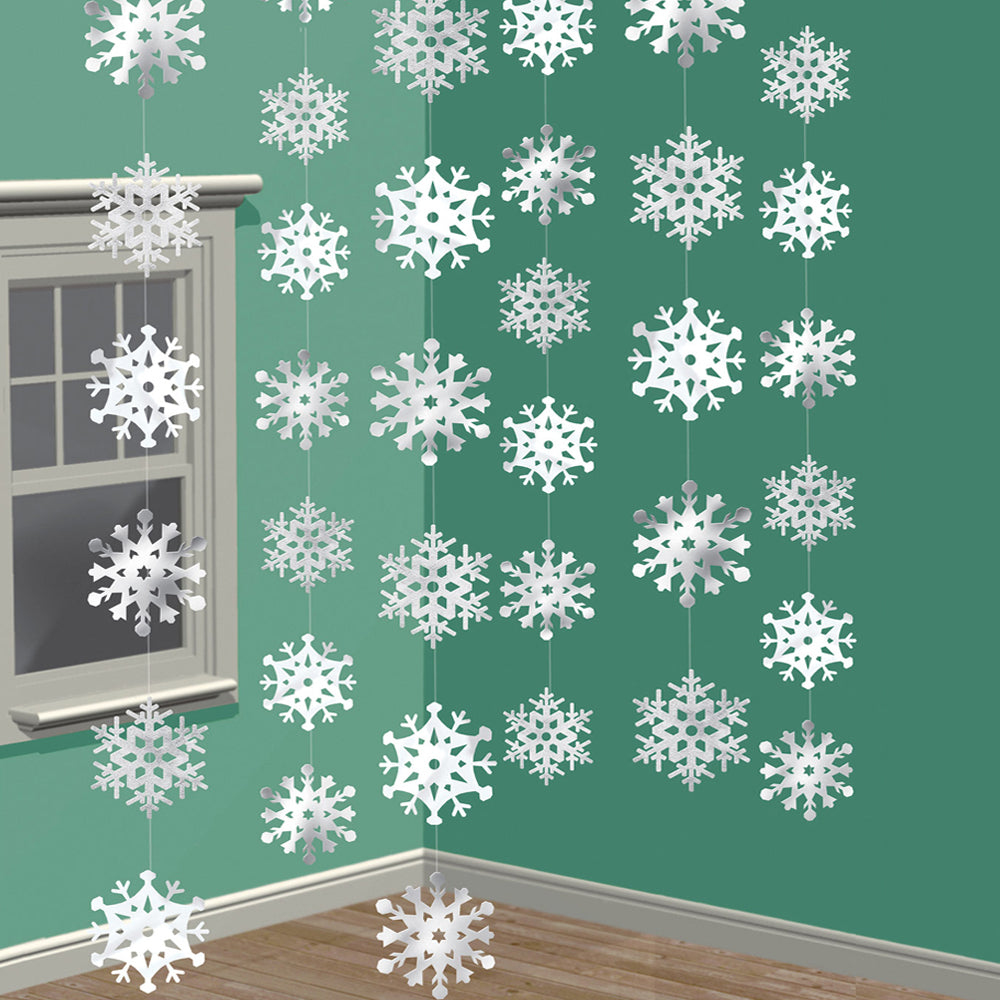Snowflake String Decoration 2.1m Pack of 6 Party Packs