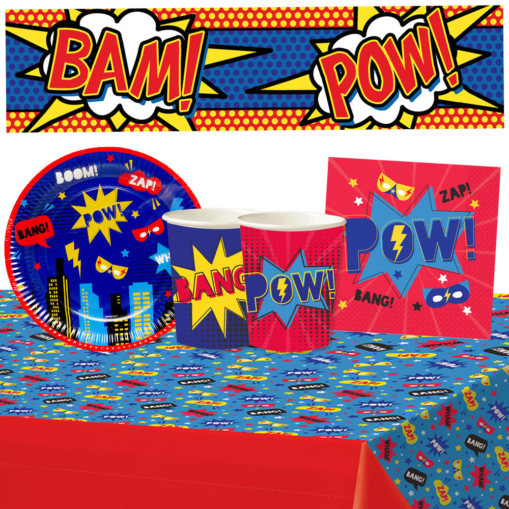 Superhero Tableware Pack for 8 with FREE Banner!