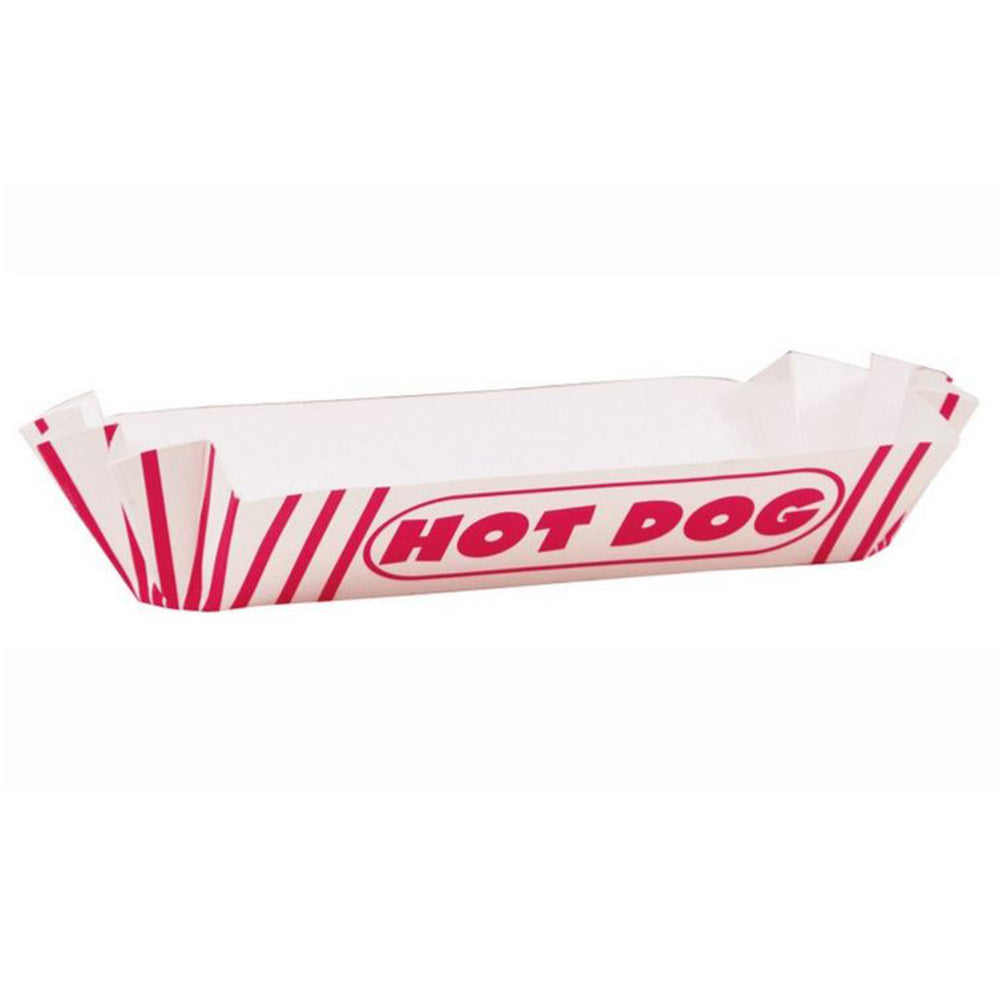 Red & White Striped Paper Hot Dog Tray - Pack of 8