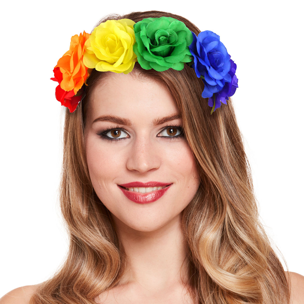 Rainbow Flower Crown Headband