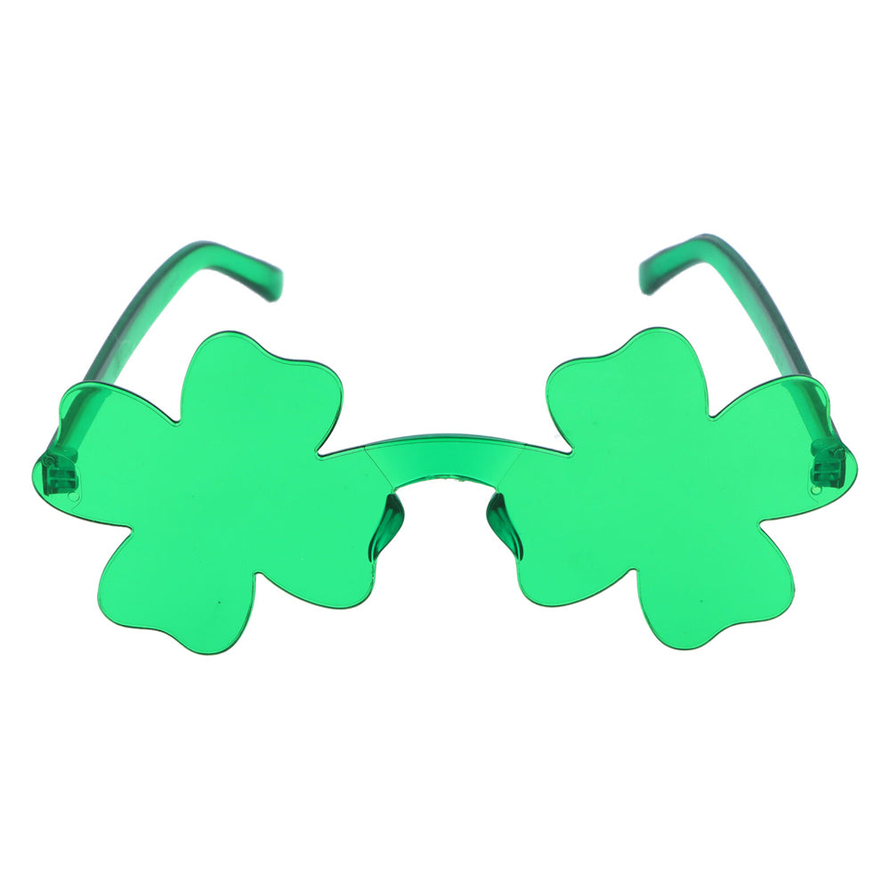 Green Four Leaf Clover Glasses st. Patrick's Day Leprechaun Costume occhiali Irish Shamrock occhiali da sole Fashion Rimless Sun Glasse  200000297