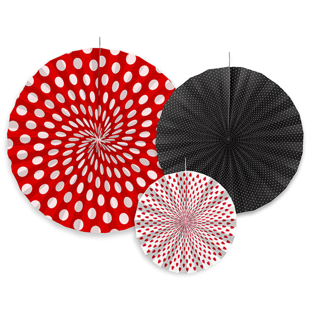 Valentines Paper Fan Decorations - Pack of 3
