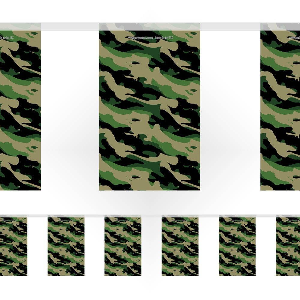 Army Camouflage Paper Flag Bunting - 2.4m