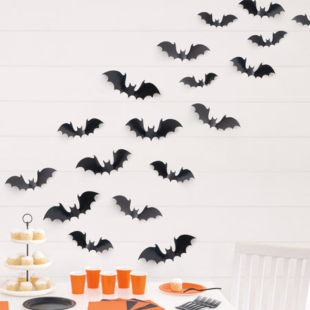 Halloween 3D Card Bat Wall Decorations - 15cm to 25cm - Pack of 24