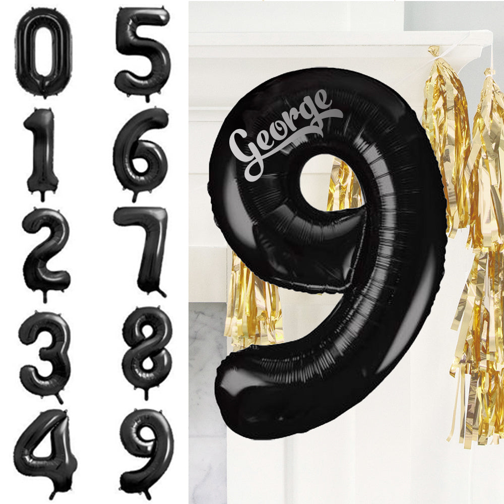 Personalised Inflated Single Number Black Giant 35" Balloon in a Box