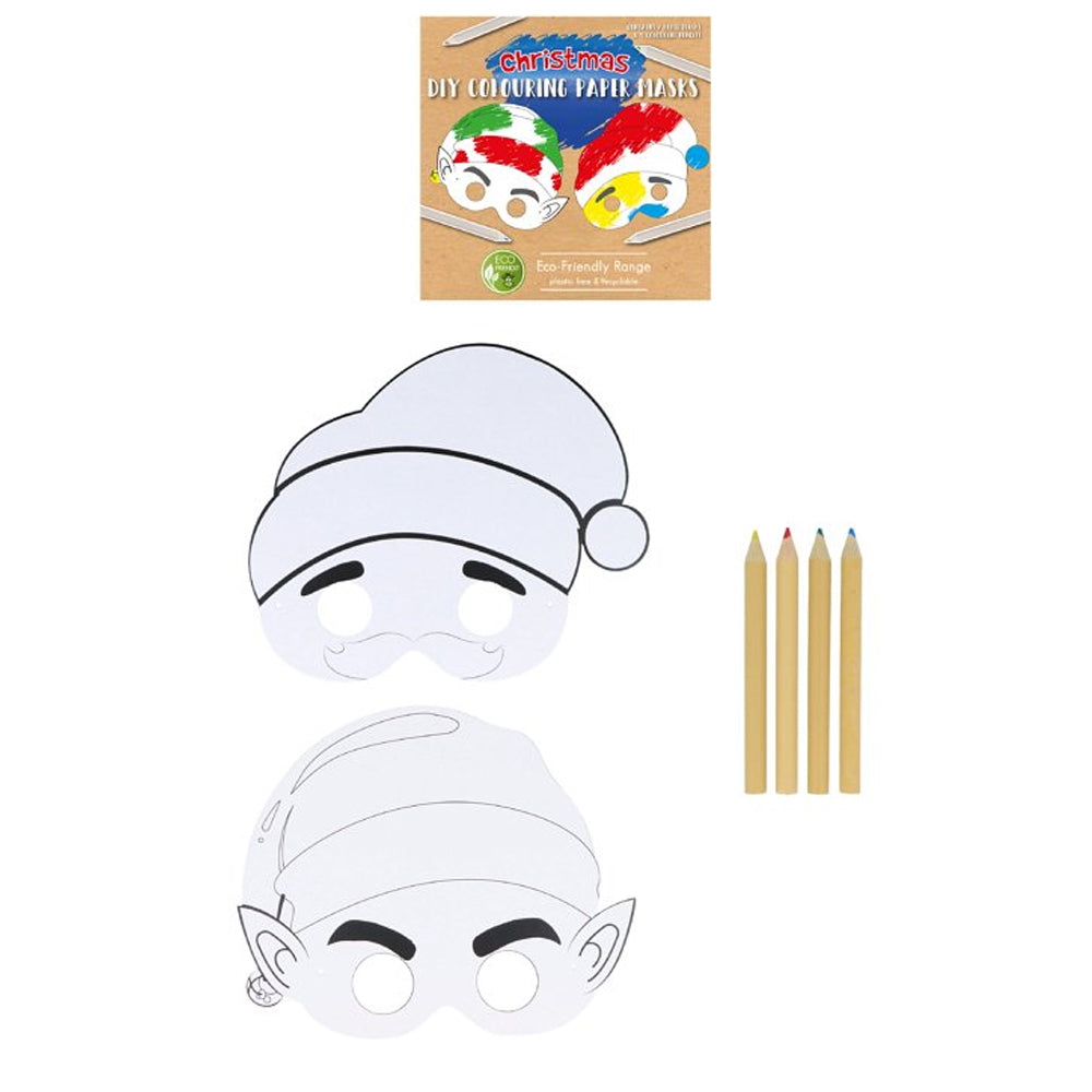 Make Your Own Paper Christmas Mask Kit - Pack of 2 Masks