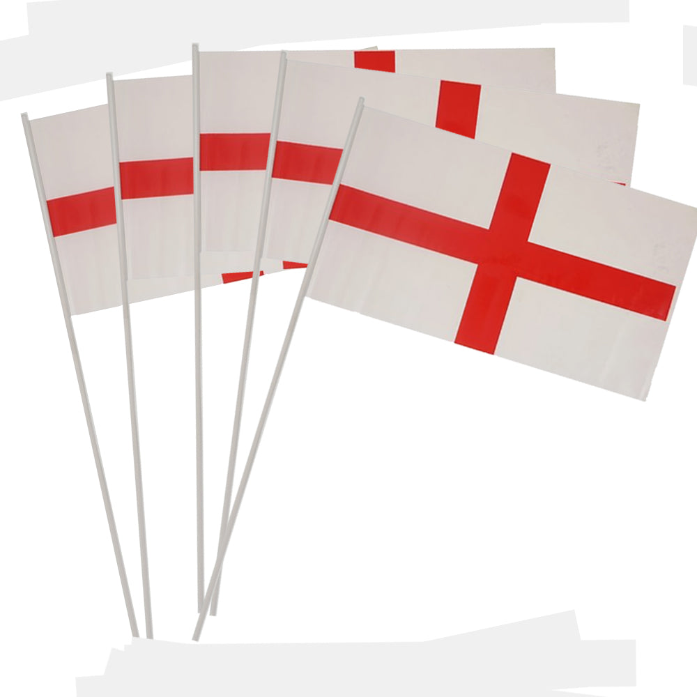 England St. George's Cross Plastic Hand Waving Flag - 11" x 7" - Pack of 100