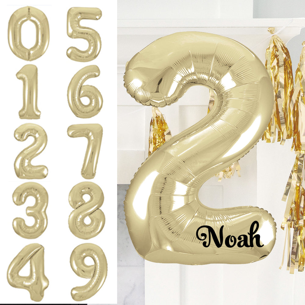 Personalised Inflated Single Number Gold Giant 35" Balloon in a Box - Choose Your Number