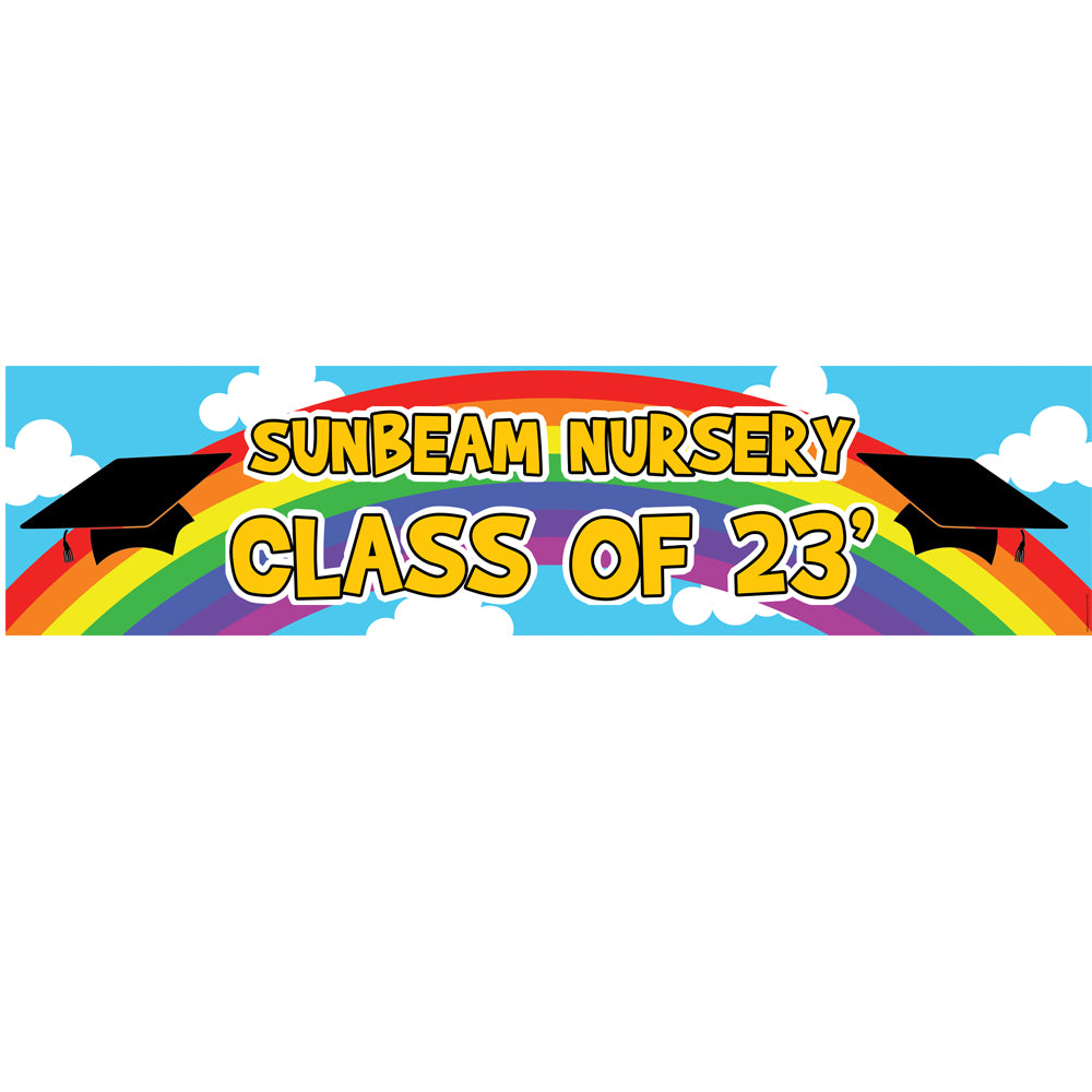 Rainbow Pre-School Graduation Personalised Banner - 1.2m