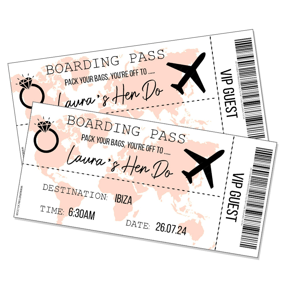 Personalised Hen Party Boarding Passes Pack Of 12 Party Packs
