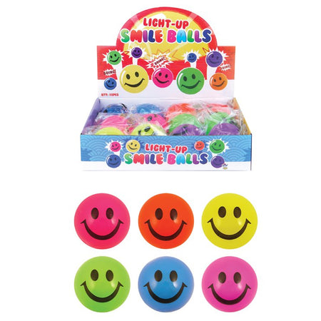 Light-Up Smiley Ball - 5cm - 6 Assorted Colours - Each