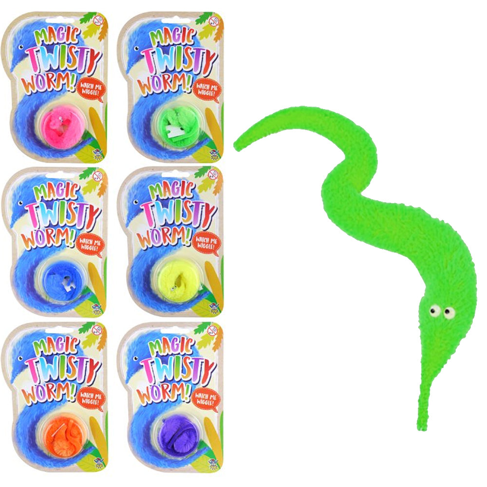 Magic Twisty Fluffy Worms - Assorted Colours - 22cm - Each