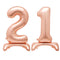 Rose Gold Number 21 Air-Filled Standing Balloons - 30