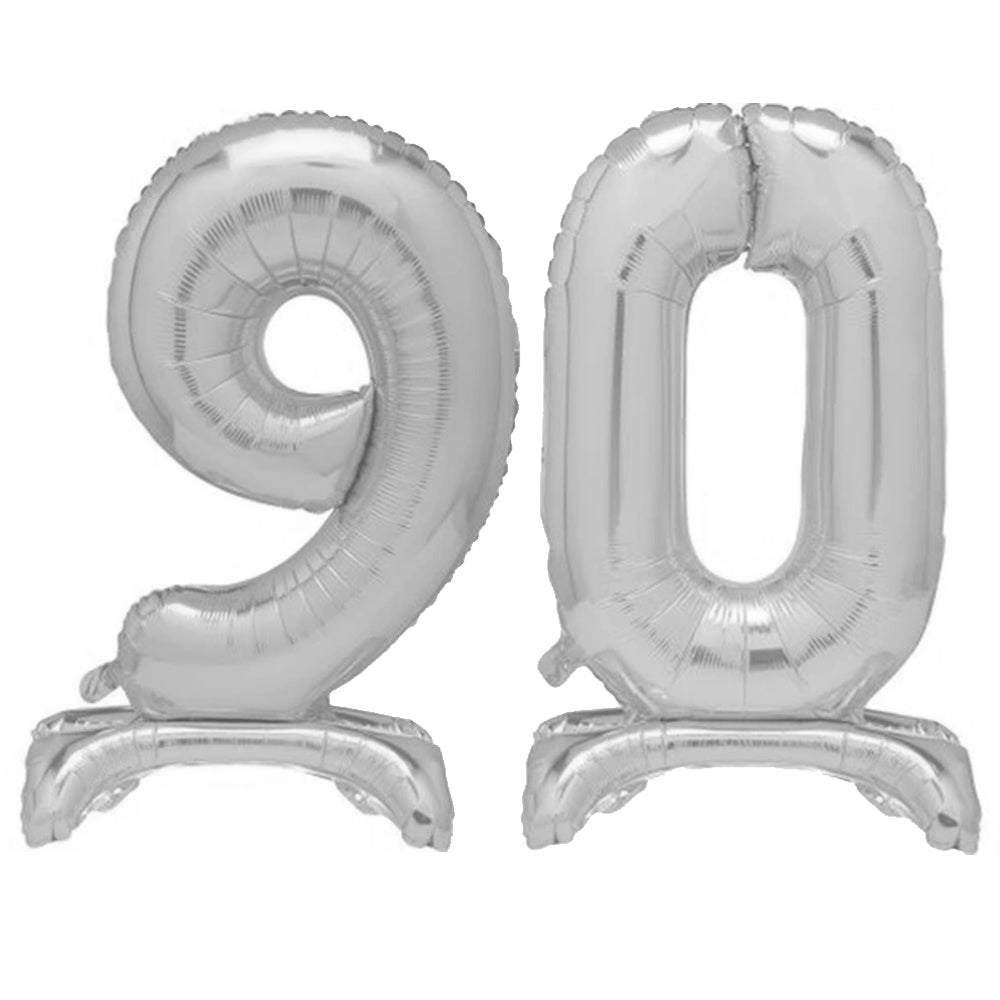 Silver Number 90 Air-Filled Standing Balloons - 30"