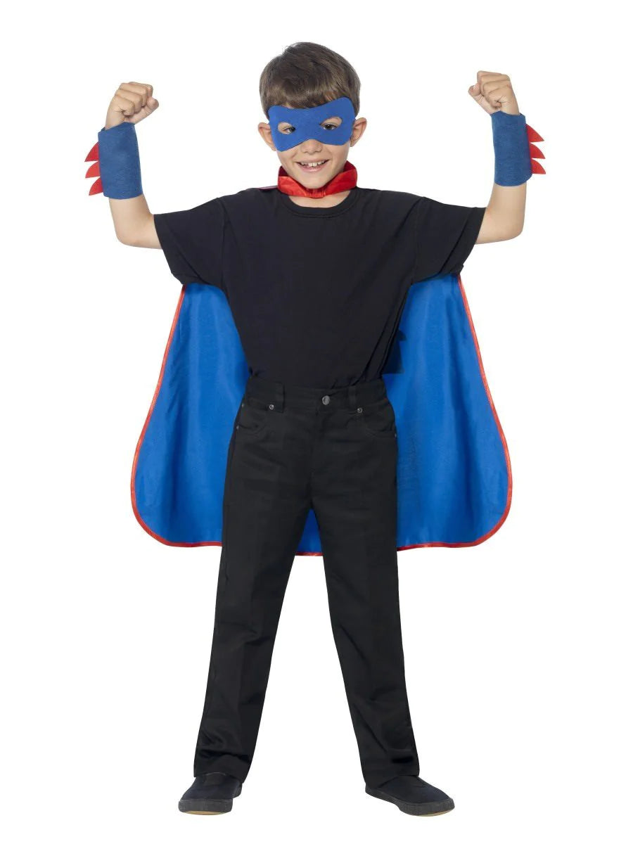 Children's Superhero Costume Kit - Mask, Cape & Cuffs - Unisex